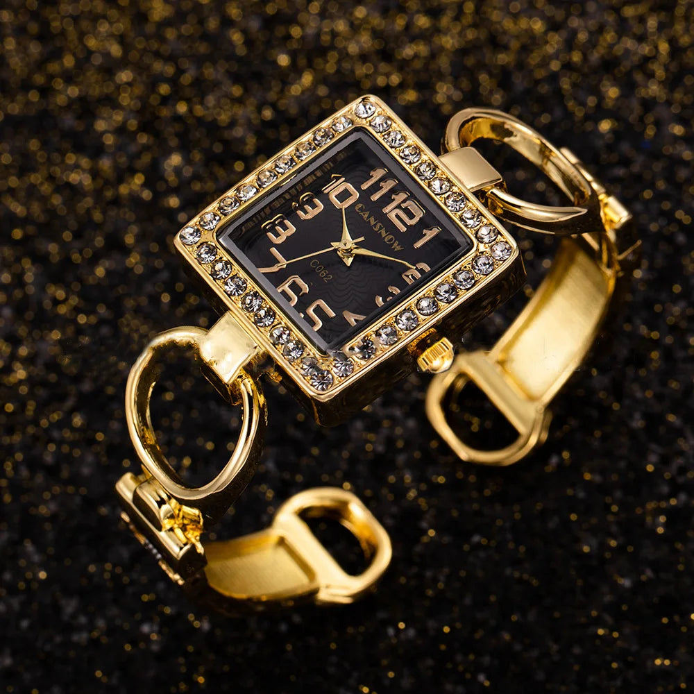Moda feminina relógio de ouro pulseira de aço inoxidável relógios de luxo pa