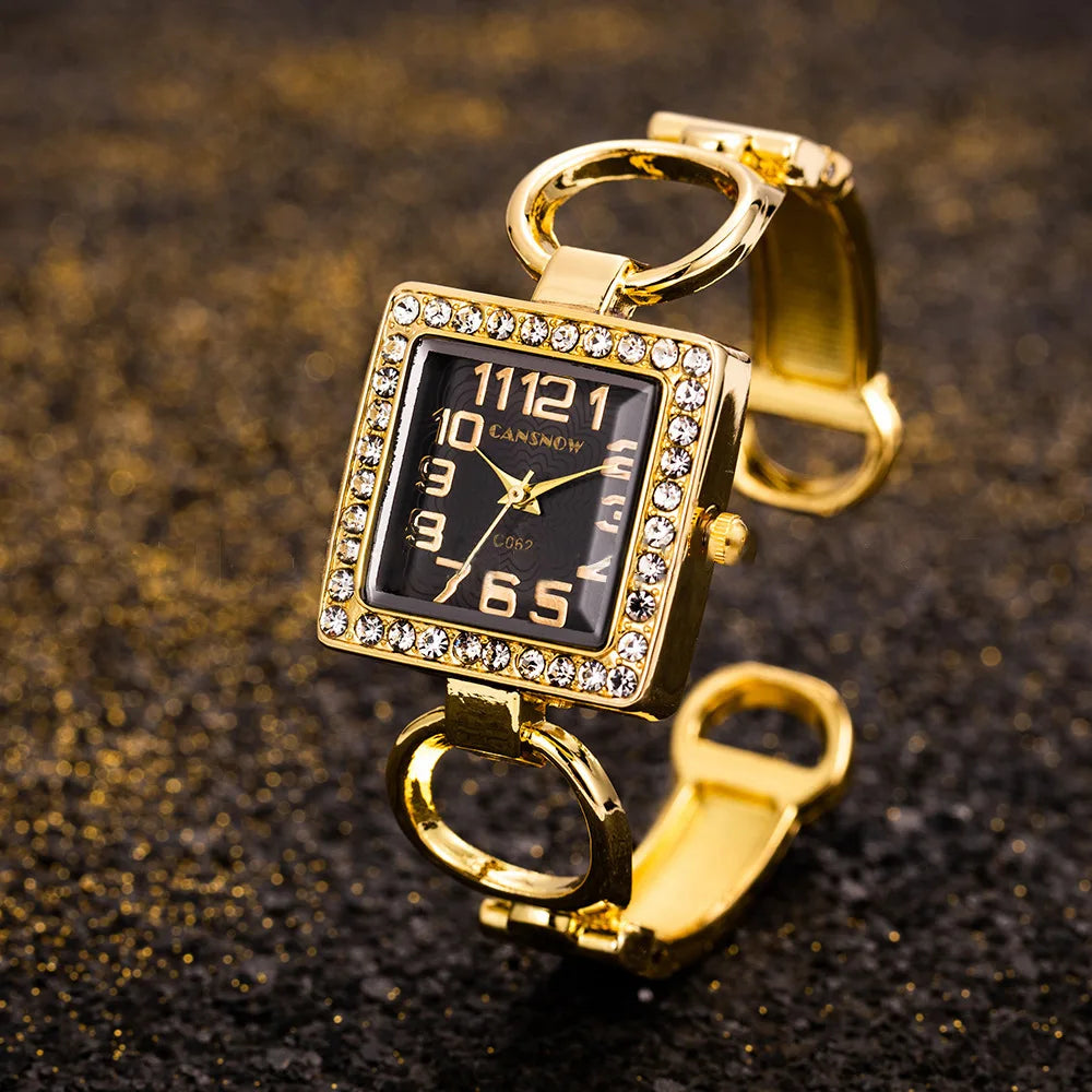 Moda feminina relógio de ouro pulseira de aço inoxidável relógios de luxo pa