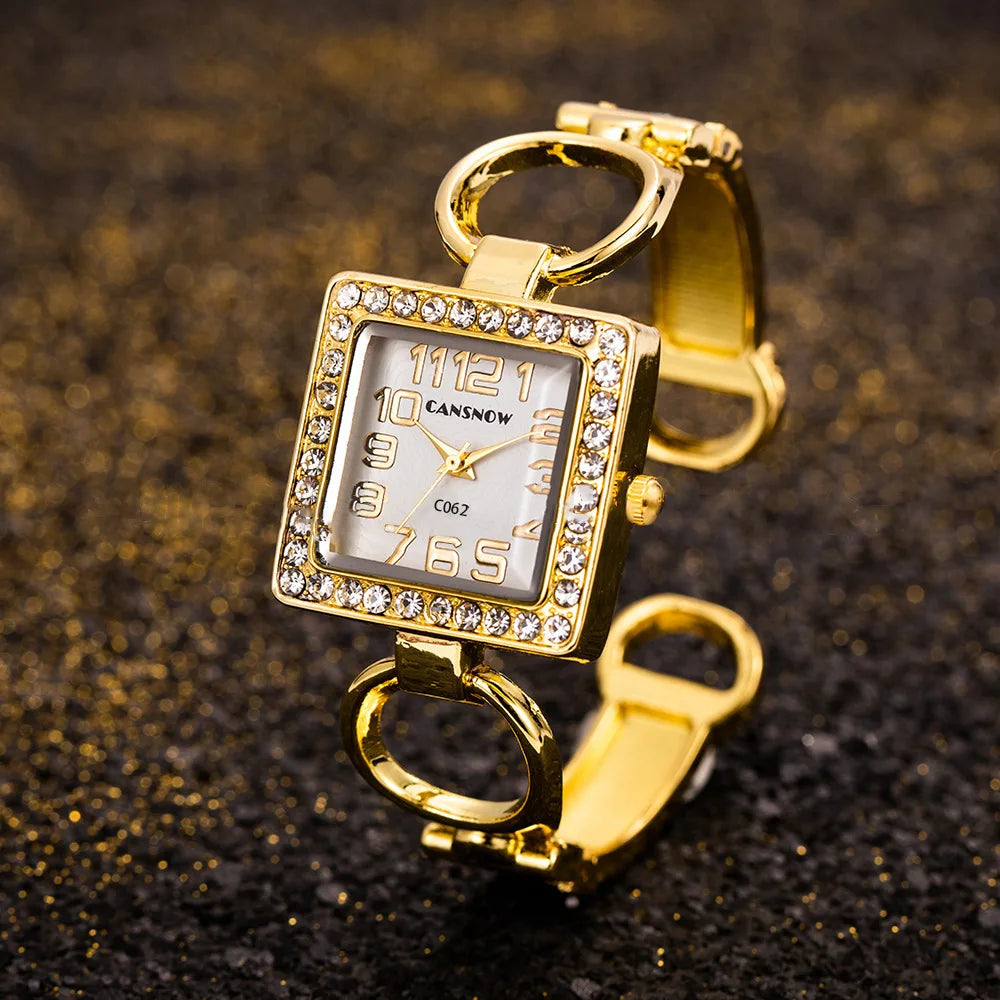 Moda feminina relógio de ouro pulseira de aço inoxidável relógios de luxo pa